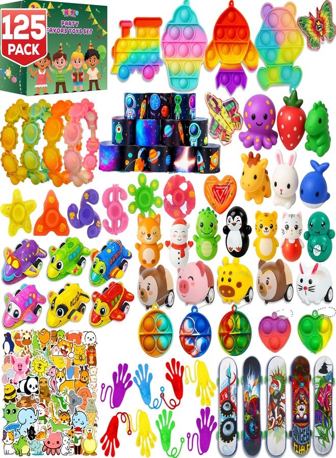 TwCare 125 Pcs Party Favors Fidget Toys Pack, Randomly Selected Pop Sensory Set 65 Stickers Gifts for Kids Adults Boy Girl Stocking Stuffers Autistic Goodie Bag Filler Treasure Box Classroom Prizes School - Image 1